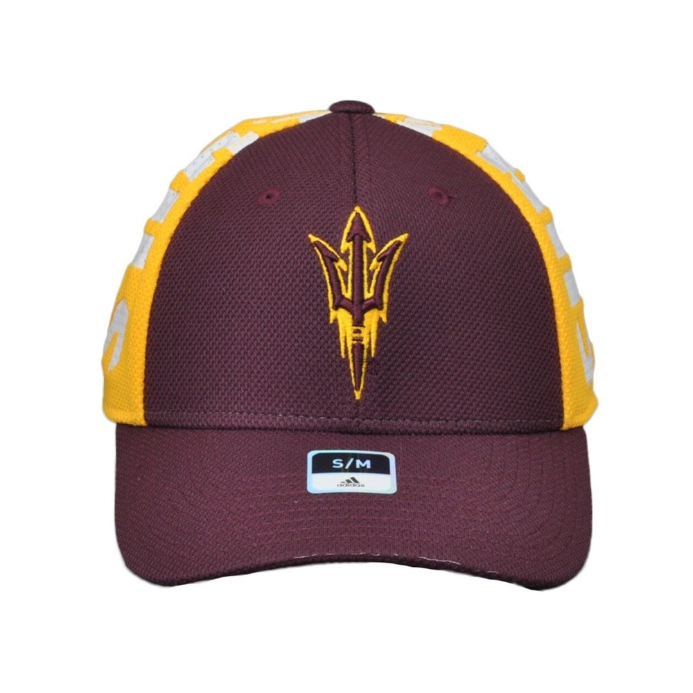NCAA Arizona State‎ Sun Devils Adidas Burgundy Yellow Flex Fit Small Medium Hat